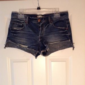 Free People Dark Washed Denim Shorts
